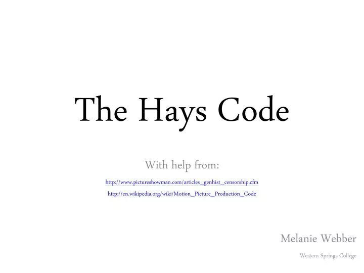 Hays Code - Wikipedia