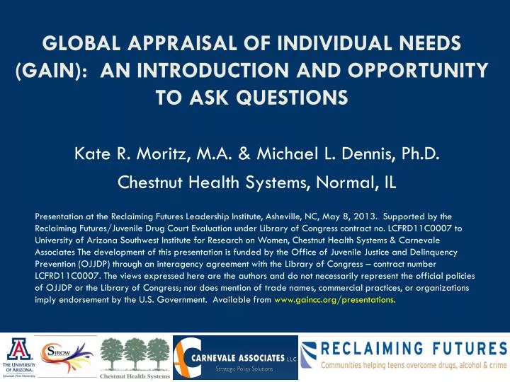 global appraisal of individual needs gain an introduction and opportunity to ask questions