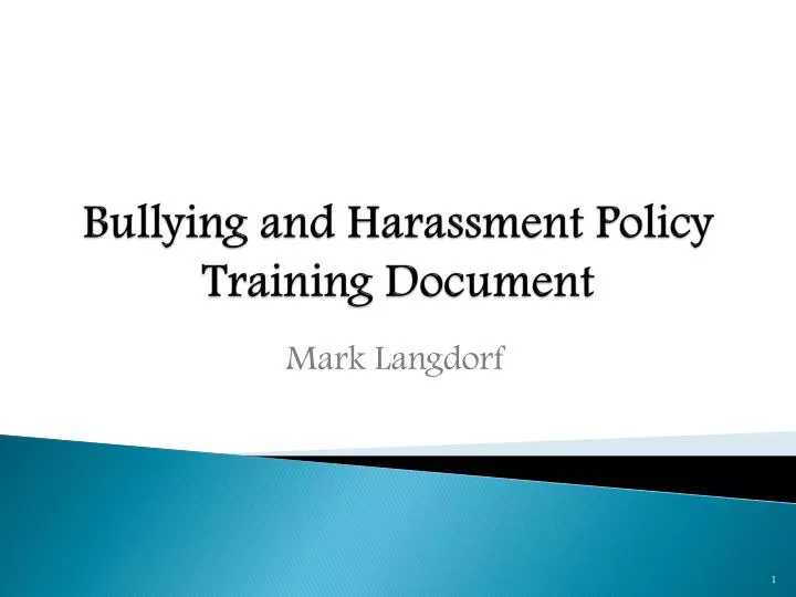 bullying and harassment policy training document