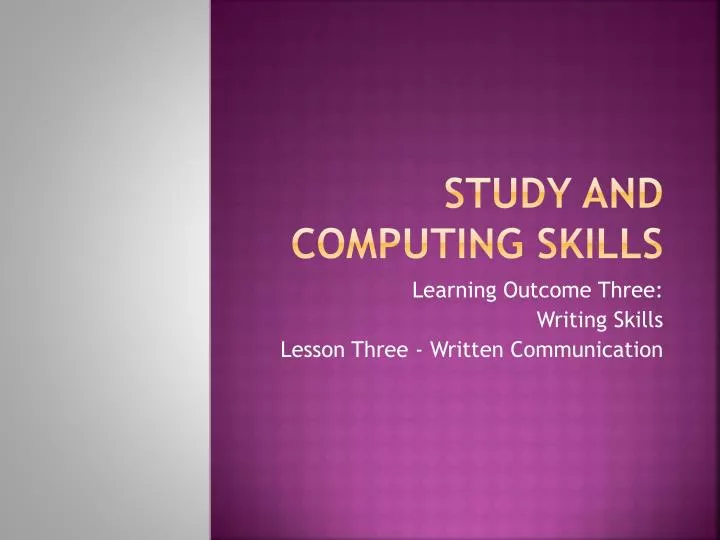 study and computing skills