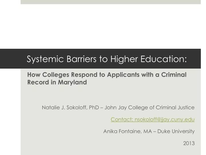 systemic barriers to higher education