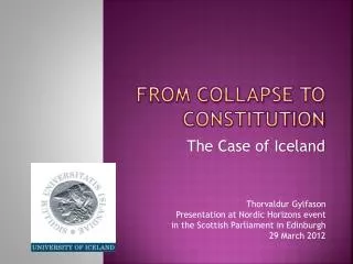 From collapse to Constitution