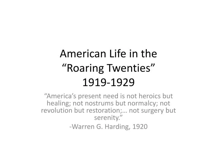 american life in the roaring twenties 1919 1929