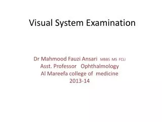 Visual System Examination