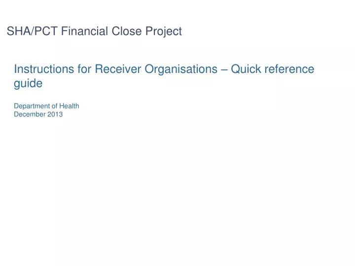 sha pct financial close project