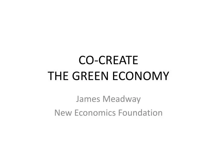 co create the green economy