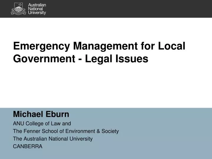 emergency management for local government legal issues