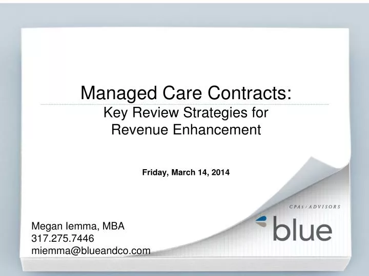 managed care contracts key review strategies for revenue enhancement friday march 14 2014