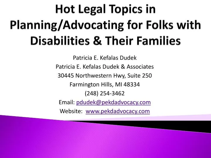 hot legal topics in planning advocating for folks with disabilities their families