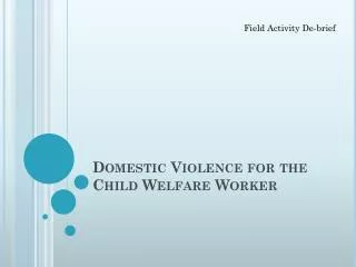 Domestic Violence for the Child Welfare Worker