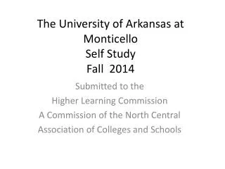 The University of Arkansas at Monticello Self Study Fall 2014