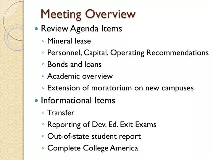 meeting overview