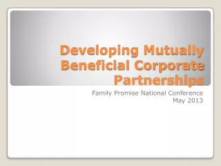 Developing Mutually Beneficial Corporate Partnerships