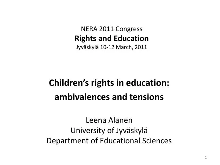 nera 2011 congress rights and education jyv skyl 10 12 march 2011
