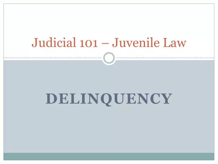 judicial 101 juvenile law