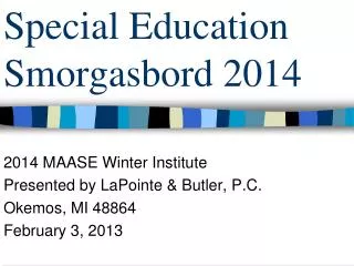 Special Education Smorgasbord 2014