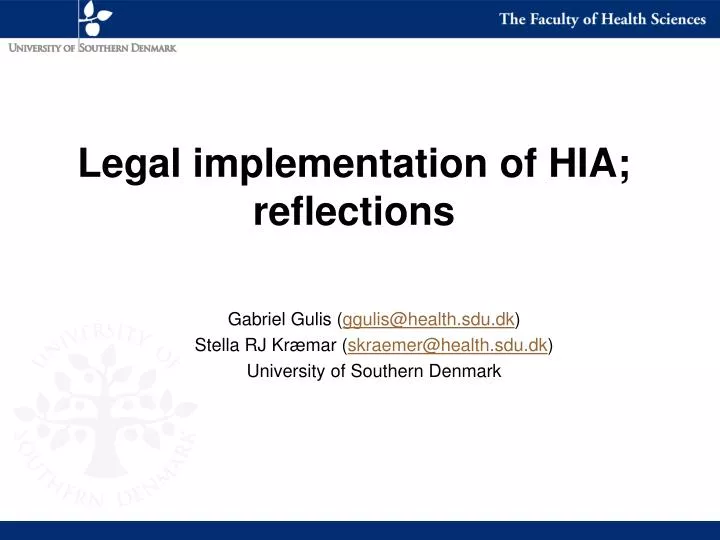 legal implementation of hia reflections