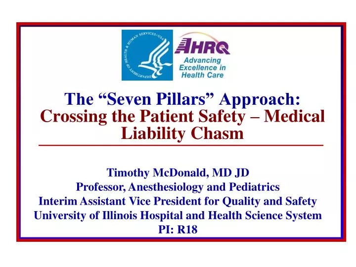 the seven pillars approach crossing the patient safety medical liability chasm