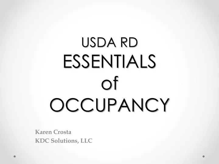 usda rd essentials of occupancy