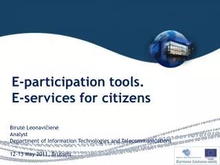 E-participation tools . E-services for citizens