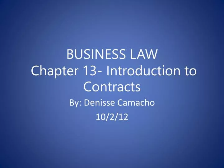 business law chapter 13 introduction to contracts