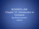 BUSINESS LAW Chapter 13- Introduction to Contracts