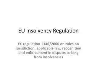 EU Insolvency Regulation