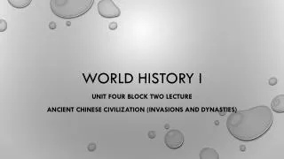 World History I