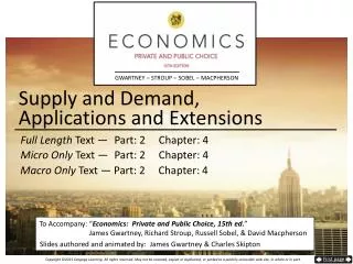 Supply and Demand, Applications and Extensions
