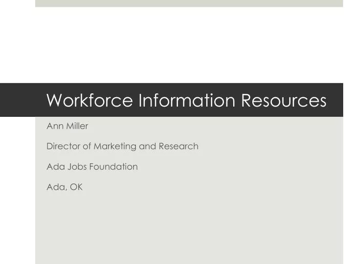 workforce information resources