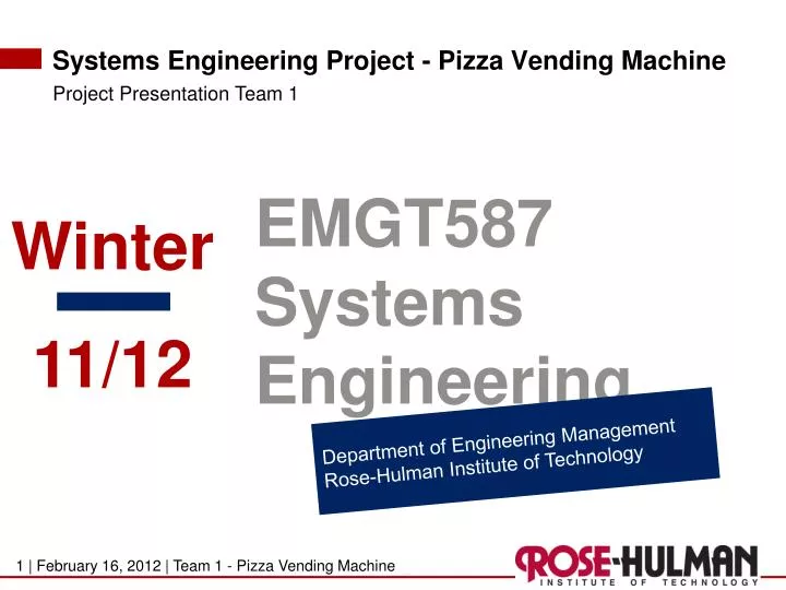 systems engineering project pizza vending machine