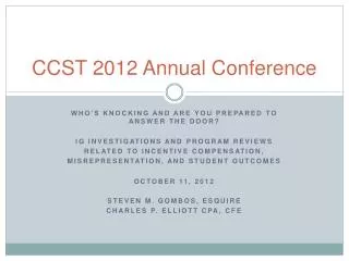 CCST 2012 Annual Conference