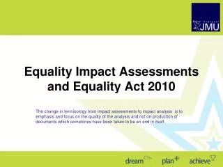 Equality Impact Assessments and Equality Act 2010