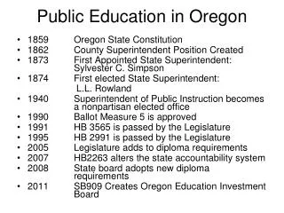 Public Education in Oregon