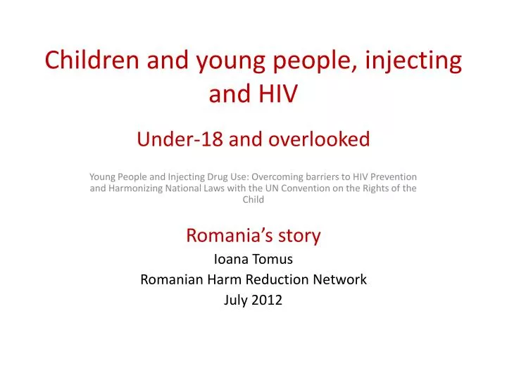 children and young people injecting and hiv under 18 and overlooked