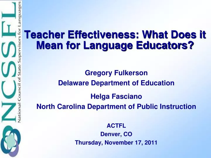 teacher effectiveness what does it mean for language educators