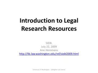 Introduction to Legal Research Resources