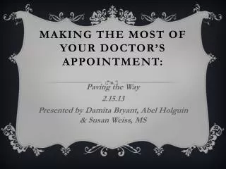 Making the Most of your Doctor’s Appointment :