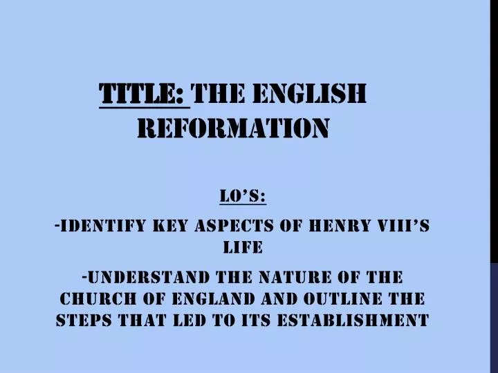 title the english reformation