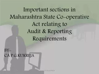 Important sections in Maharashtra State Co-operative Act relating to Audit &amp; Reporting Requirements