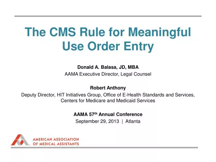 the cms rule for meaningful use order entry