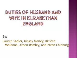 duties of husband and wife in elizabethan england