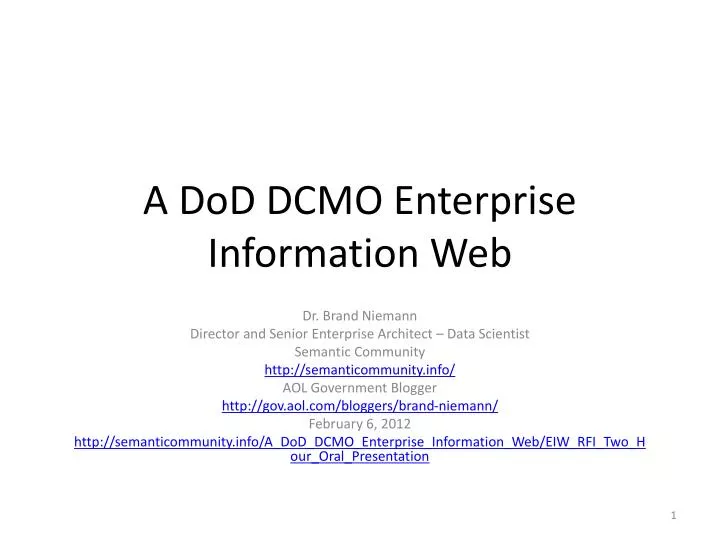 a dod dcmo enterprise information web