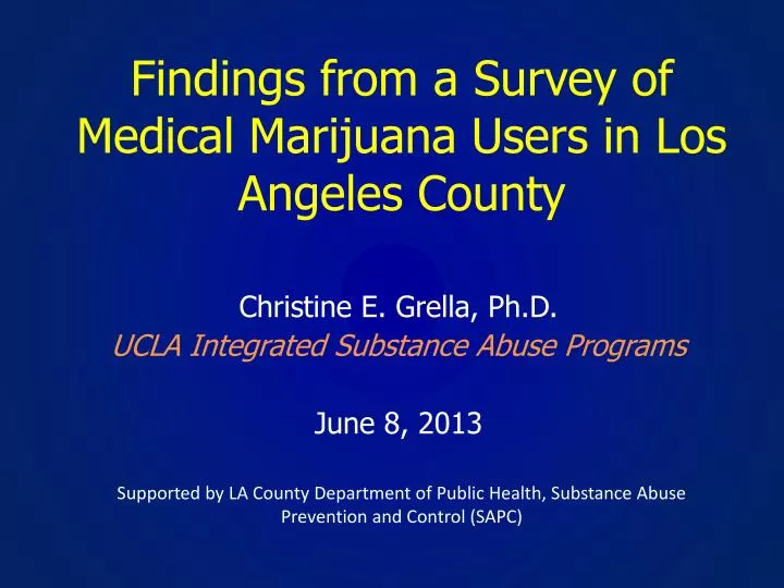 findings from a survey of medical marijuana users in los angeles county