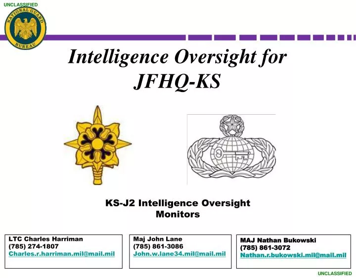 intelligence oversight for jfhq ks