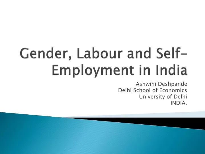 gender l abour and self employment in india