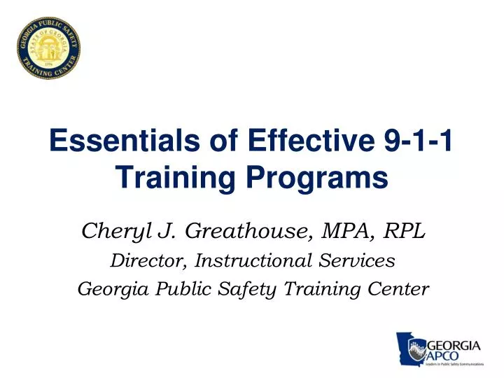 essentials of effective 9 1 1 training programs