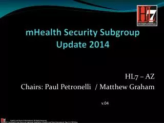 mHealth Security Subgroup Update 2014