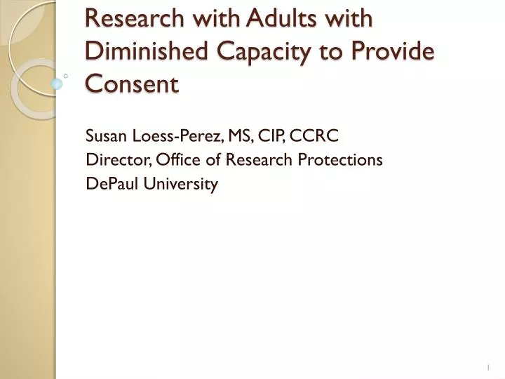 research with adults with diminished capacity to provide consent
