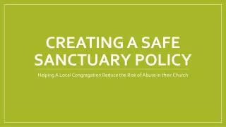 Creating A Safe Sanctuary policy